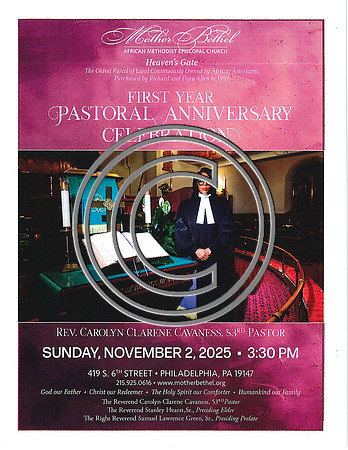 Mother Bethel Rev. Carolyn C. Cavaness 1st year Anniversary 2025