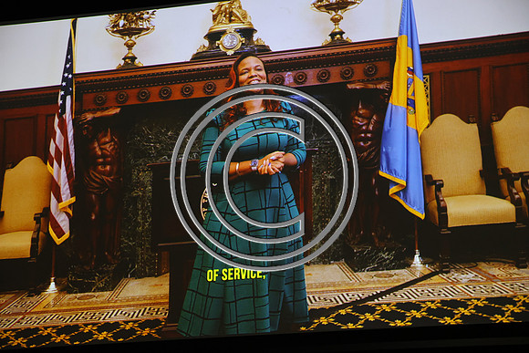 Phila Mayor Cherelle Parker 2nd ann State of the City 12 19 2025 ktiplauraROSS0225