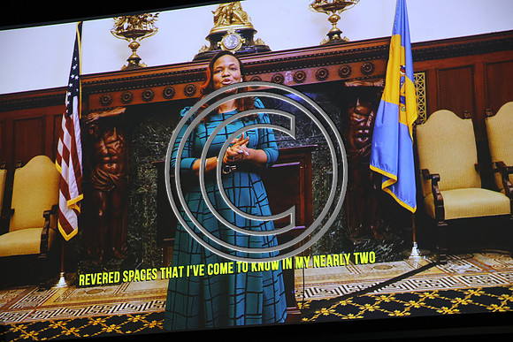 Phila Mayor Cherelle Parker 2nd ann State of the City 12 19 2025 ktiplauraROSS0224