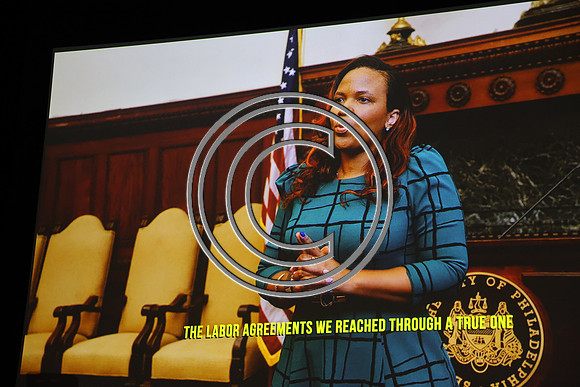 Phila Mayor Cherelle Parker 2nd ann State of the City 12 19 2025 ktiplauraROSS0227