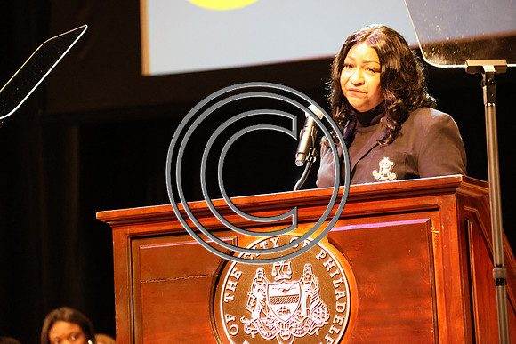 Phila Mayor Cherelle Parker 2nd ann State of the City 12 19 2025 ktiplauraROSS0235