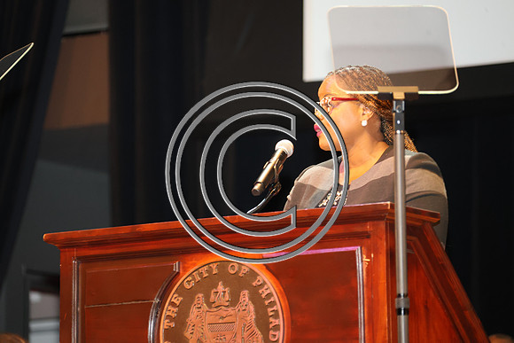 Phila Mayor Cherelle Parker 2nd ann State of the City 12 19 2025 ktiplauraROSS0274