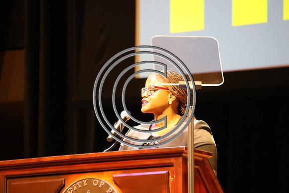 Phila Mayor Cherelle Parker 2nd ann State of the City 12 19 2025 ktiplauraROSS0275