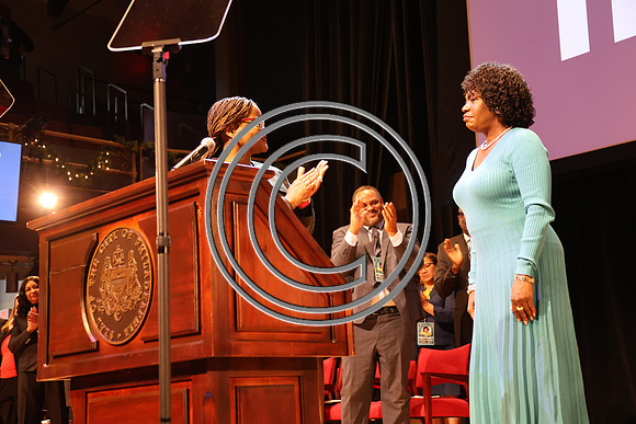 Phila Mayor Cherelle Parker 2nd ann State of the City 12 19 2025 ktiplauraROSS0291