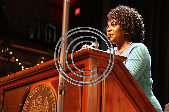 Phila Mayor Cherelle Parker 2nd ann State of the City 12 19 2025 ktiplauraROSS0299