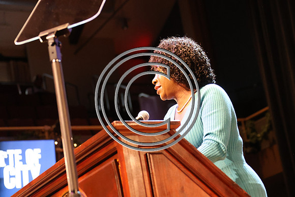 Phila Mayor Cherelle Parker 2nd ann State of the City 12 19 2025 ktiplauraROSS0304