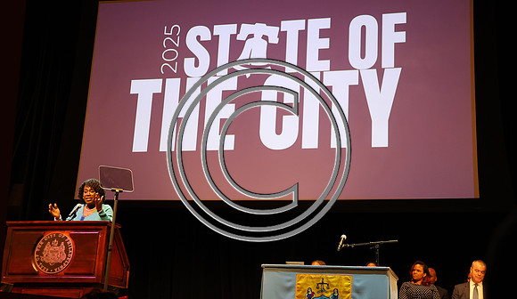 Phila Mayor Cherelle Parker 2nd ann State of the City 12 19 2025 ktiplauraROSS0452