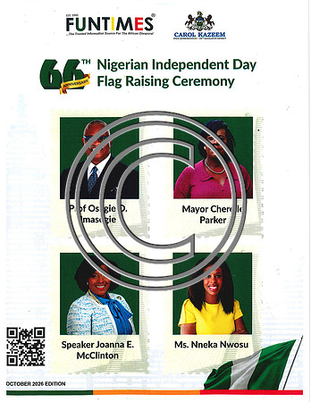 Nigerian Flag-raising Ceremony at City Hall for Funtimes Magazine October 1, 2026