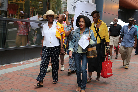 Raised in Philly Tomorrow, mourn that human beings were bought, sold and owned in Center City Philadelphia. 08202014 PHOTOS BY  LAURA ELAM (143)